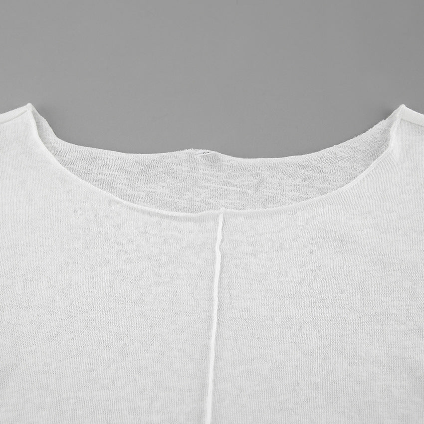 Autumn and awinter crew neck knitted bottoming shirt women's simple fashion splicing inside with white long-sleeved top women's clothing - Seldom Seen Styles