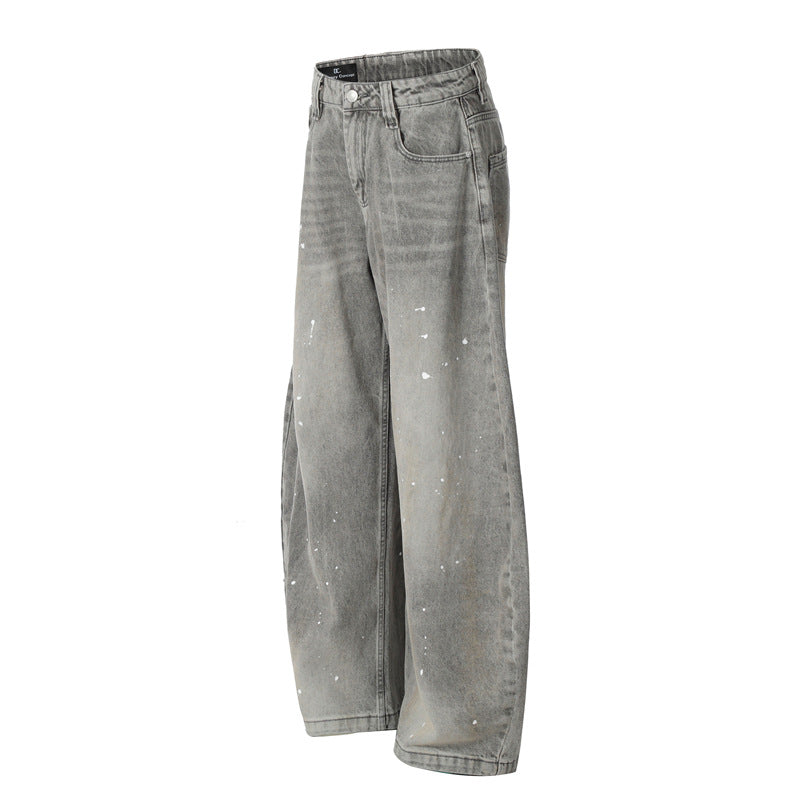 Seakoff Paint-Splatter Barrel-Leg Jeans