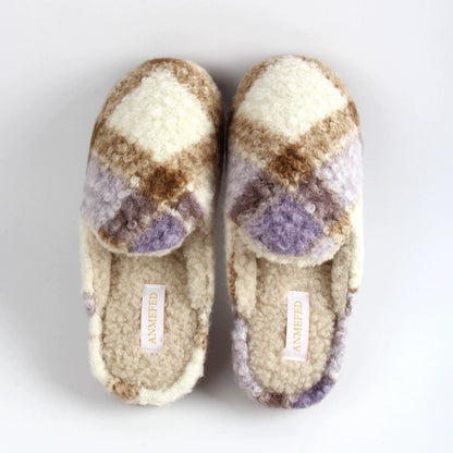 Checkered Girls House Slippers,Comfort,Wool-Like Plush Fleece Lined,in Winter Keep Warm,Slip-On for indoor