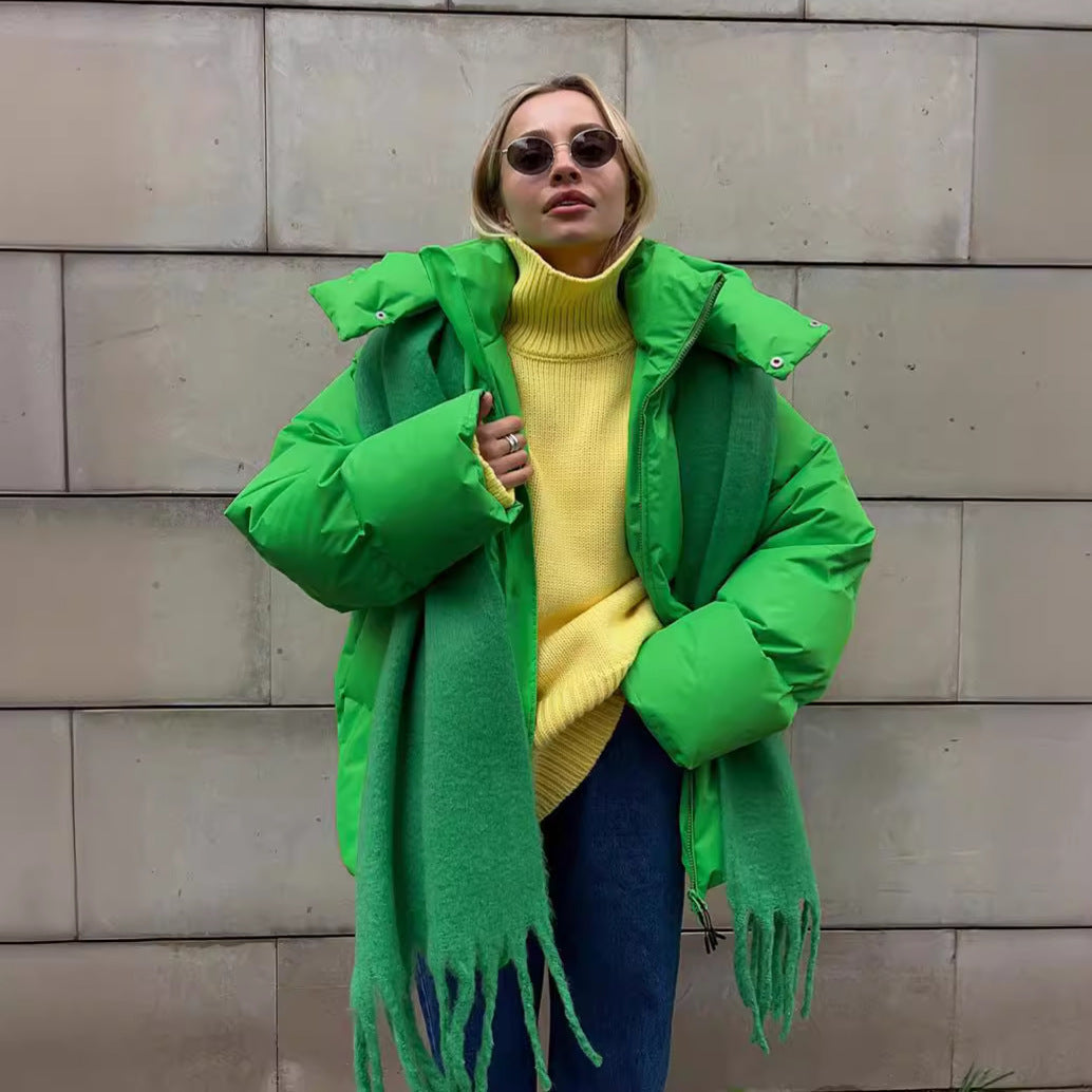 Women's 2025 Autumn Winter Europe America Loose Cotton Puffer Jacket Oversized Casual Unisex Coat 8 Colors | Color Pop Puffer