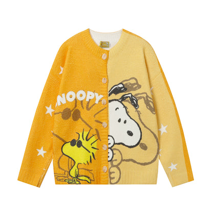Full Print Cartoon Cardigan Sweater Unisex Loose Fit Cute Kawaii Knit Couple Streetwear Open Front Knitwear | Toon Cardi