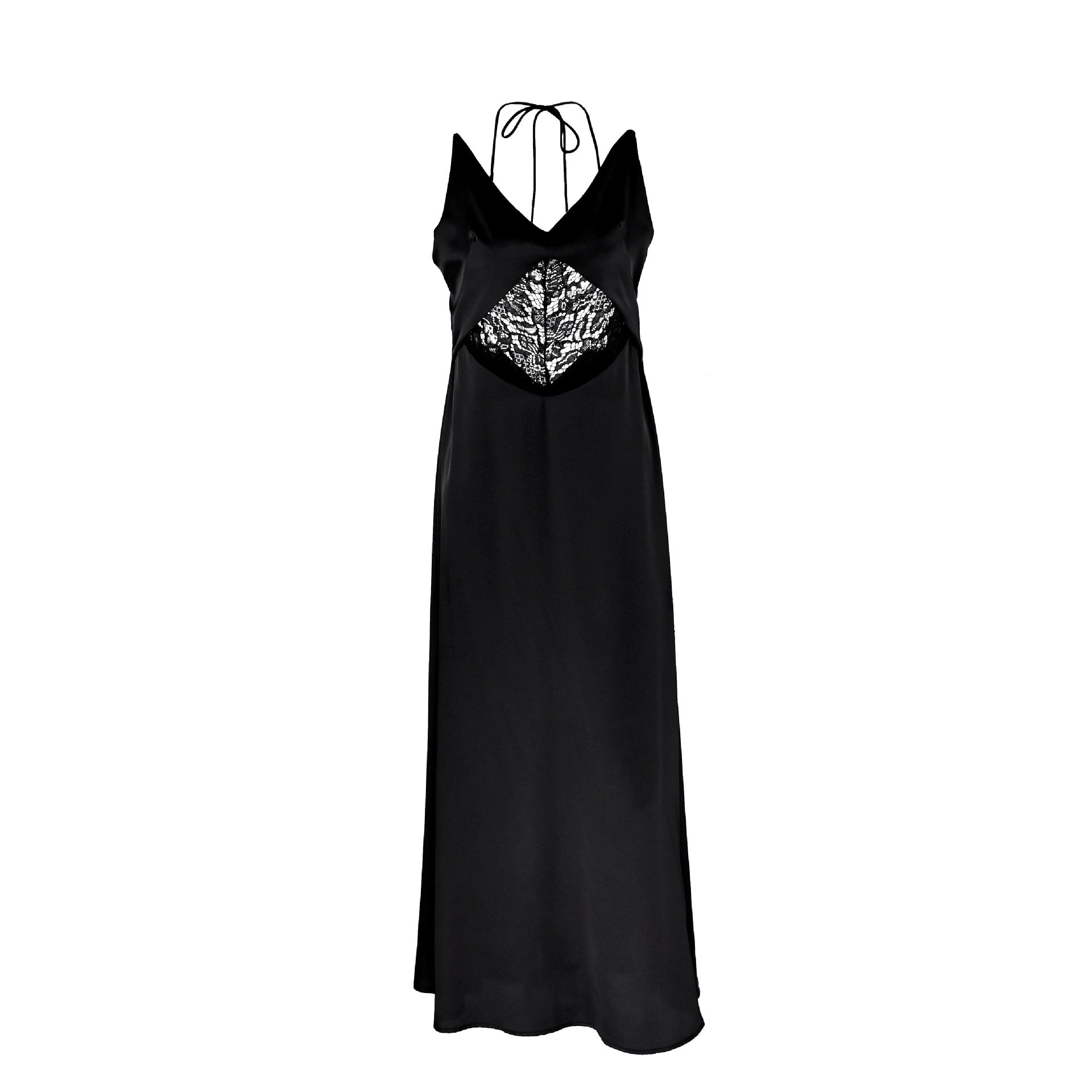 Lace hollow backless suspender high waist dress design sense commuter black dress women - Seldom Seen Styles