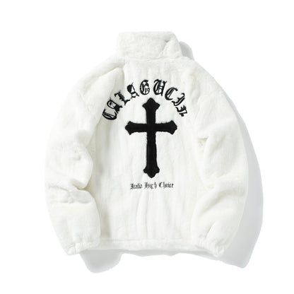 Heavy-Duty Faux Lambswool Tie-Dye Urban Jacket