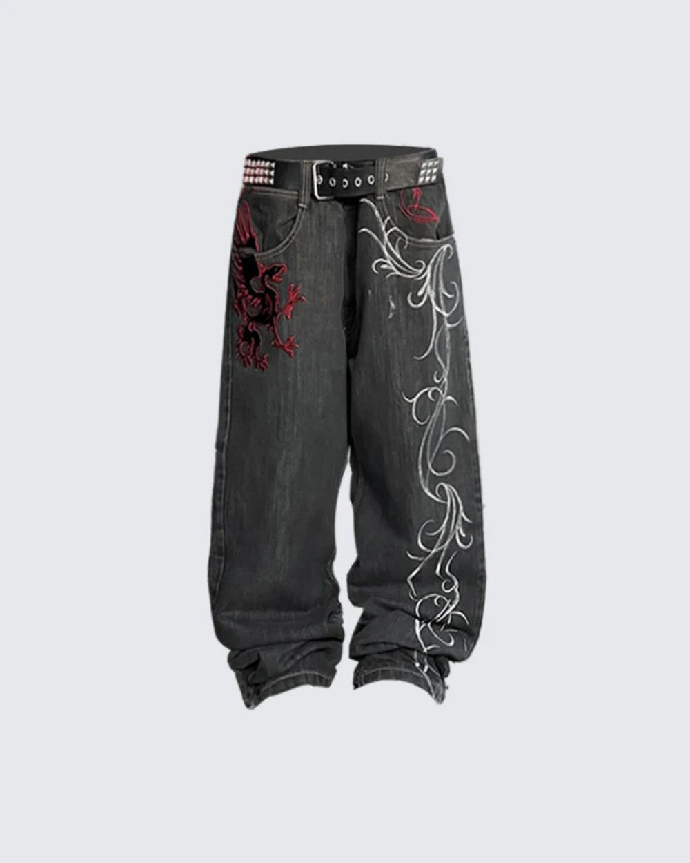 HelloIce Embroidered Y2K Hip Hop Jeans