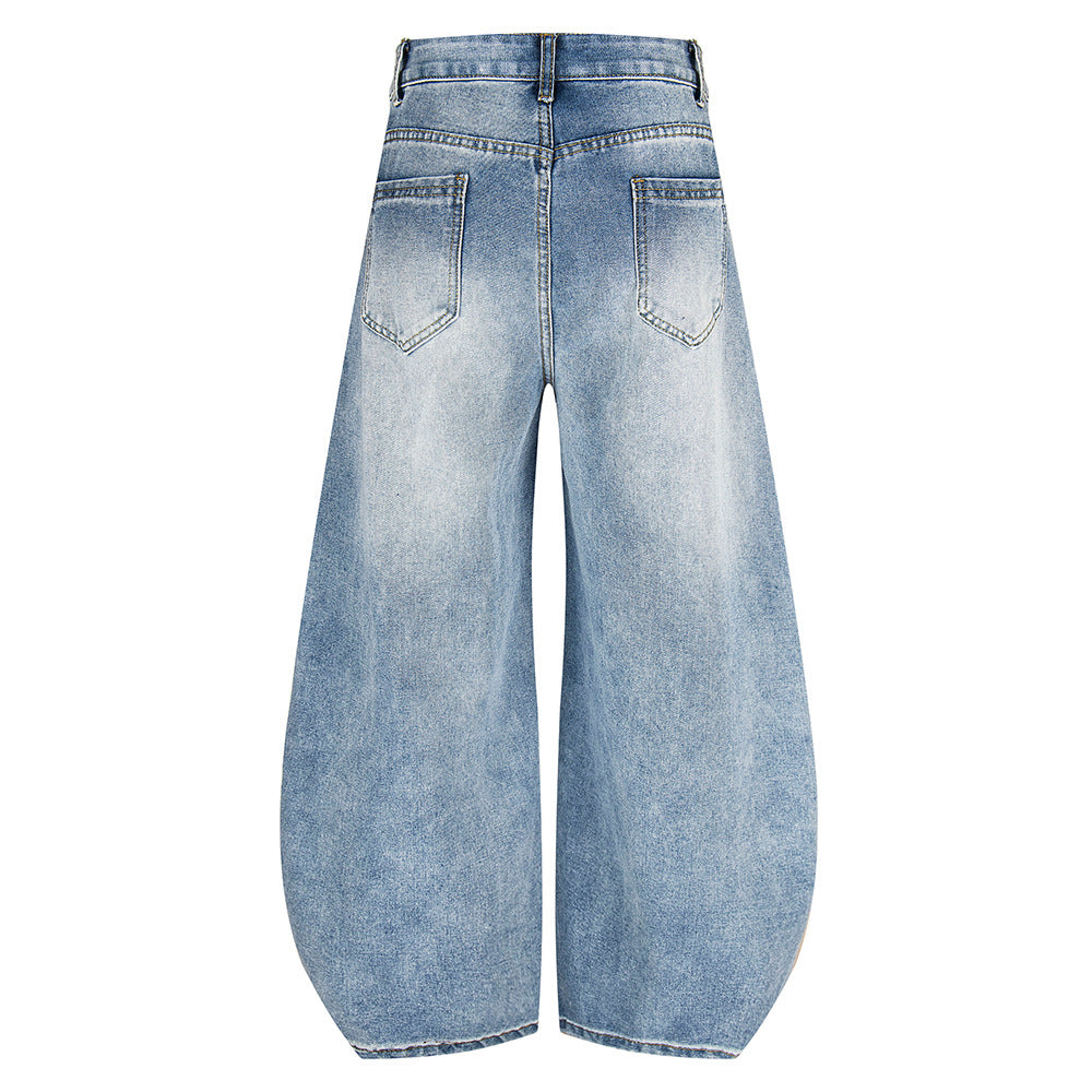 DARKAGE BKID Multi-Pocket Washed Vintage Wide-Leg Jeans
