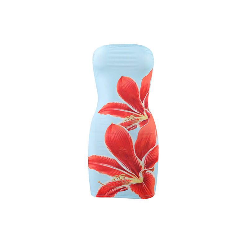 Women's Strapless Floral Mini Dress Bodycon Summer Tube Top Party Dress - Seldom Seen Styles