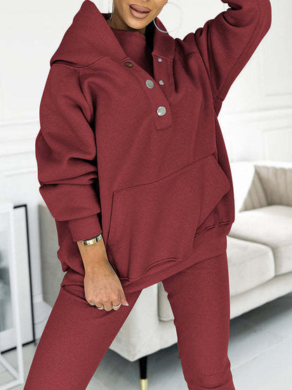 Women's Three Piece Lounge Set Hooded Sweatshirt Tank Top and Leggings Matching Tracksuit Casual Athleisure Outfit