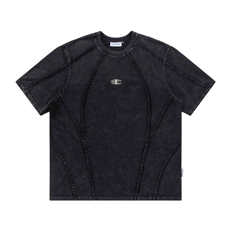 Cyberpunk Patchwork Tee / 3D Stitch Paneling Shirt