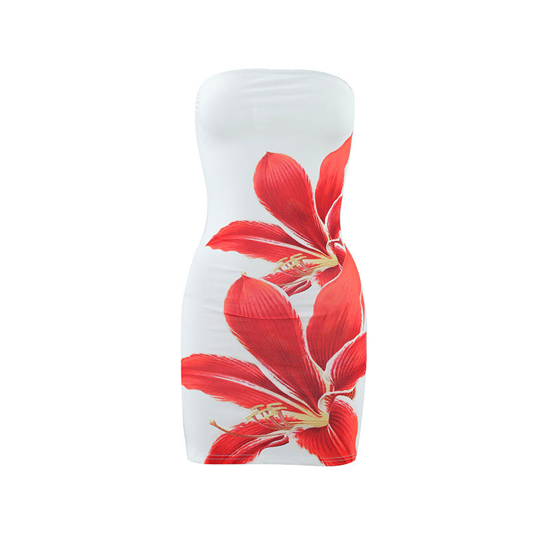 Women's Strapless Floral Mini Dress Bodycon Summer Tube Top Party Dress - Seldom Seen Styles