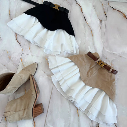 Women's summer new ruffle leaf edge cake skirt small short skirt high waist skirt