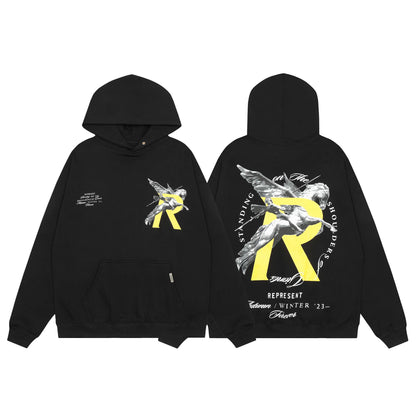 Unisex Oversized Graphic Hoodie Casual Streetwear Sweatshirt Letter Print Pullover Hooded Jumper for Men and Women
