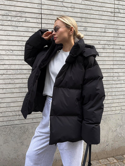 Women's 2025 Autumn Winter Europe America Loose Cotton Puffer Jacket Oversized Casual Unisex Coat 8 Colors | Color Pop Puffer