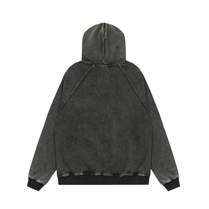 Guitar Print Fur Collar Hooded Cardigan Unisex Loose Fit American Streetwear Couple Casual Jacket | Guitar Hood