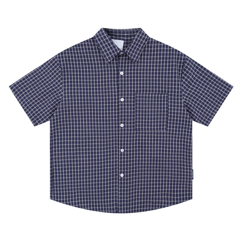 Josiah Cotton Short Sleeve Shirt - Navy Check