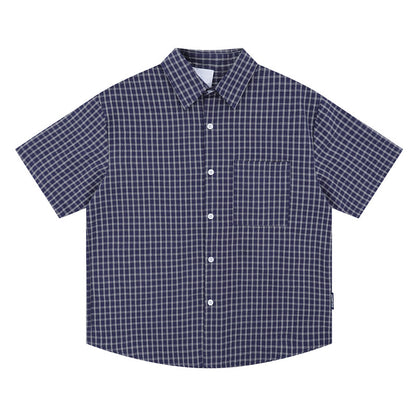 Josiah Cotton Short Sleeve Shirt - Navy Check