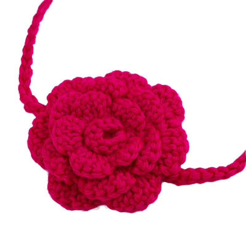 Women's Handmade Woven Flower Choker Necklace Colorful Boho Beach Vacation Summer Jewelry