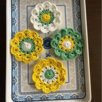 Handmade Crochet Flower Coaster Wool Woven Heat Resistant Tea Mat Nordic Boho Home Decor Gift