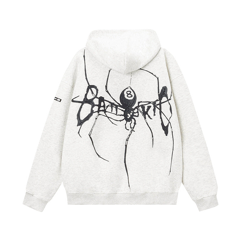 DARKAGE Spider 8-Ball Graphic Zip-Up Hoodie