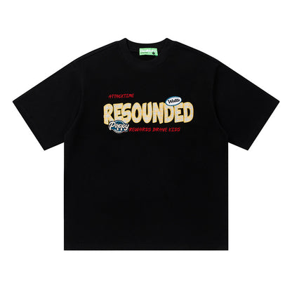 Resounded Logo Oversized T-Shirt Short Sleeve Crew Neck Casual Summer Streetwear Tee