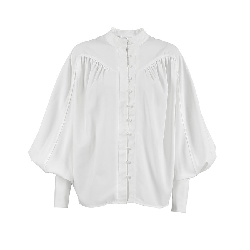Women's Victorian Lantern Sleeve Blouse Elegant High Neck Long Sleeve White Shirt - Seldom Seen Styles