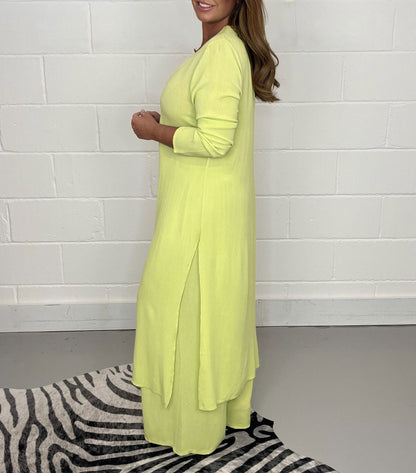 V-Ausschnitt Schlitz Lässiges Zweiteiliges Set