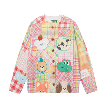 Full Print Cartoon Cardigan Sweater Unisex Loose Fit Cute Kawaii Knit Couple Streetwear Open Front Knitwear | Toon Cardi