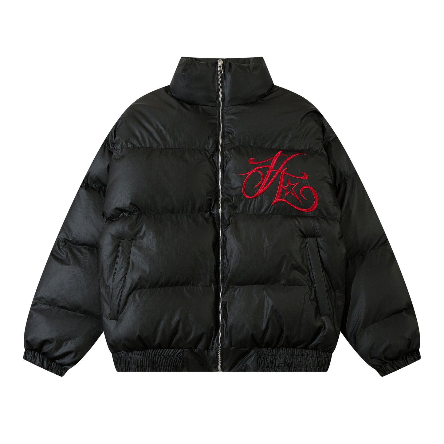 Women's High Street Letter Embroidery Removable Fur Collar Puffer Jacket Warm Oversized Winter Cotton Coat Unisex | Fur Collar Puffer