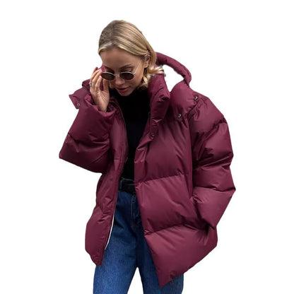 Women's 2025 Autumn Winter Europe America Loose Cotton Puffer Jacket Oversized Casual Unisex Coat 8 Colors | Color Pop Puffer