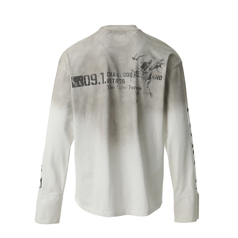 DARKAGE No.09 Marble Print Distressed Heavyweight Long Sleeve Tee