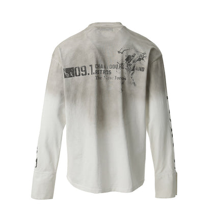 DARKAGE No.09 Marble Print Distressed Heavyweight Long Sleeve Tee