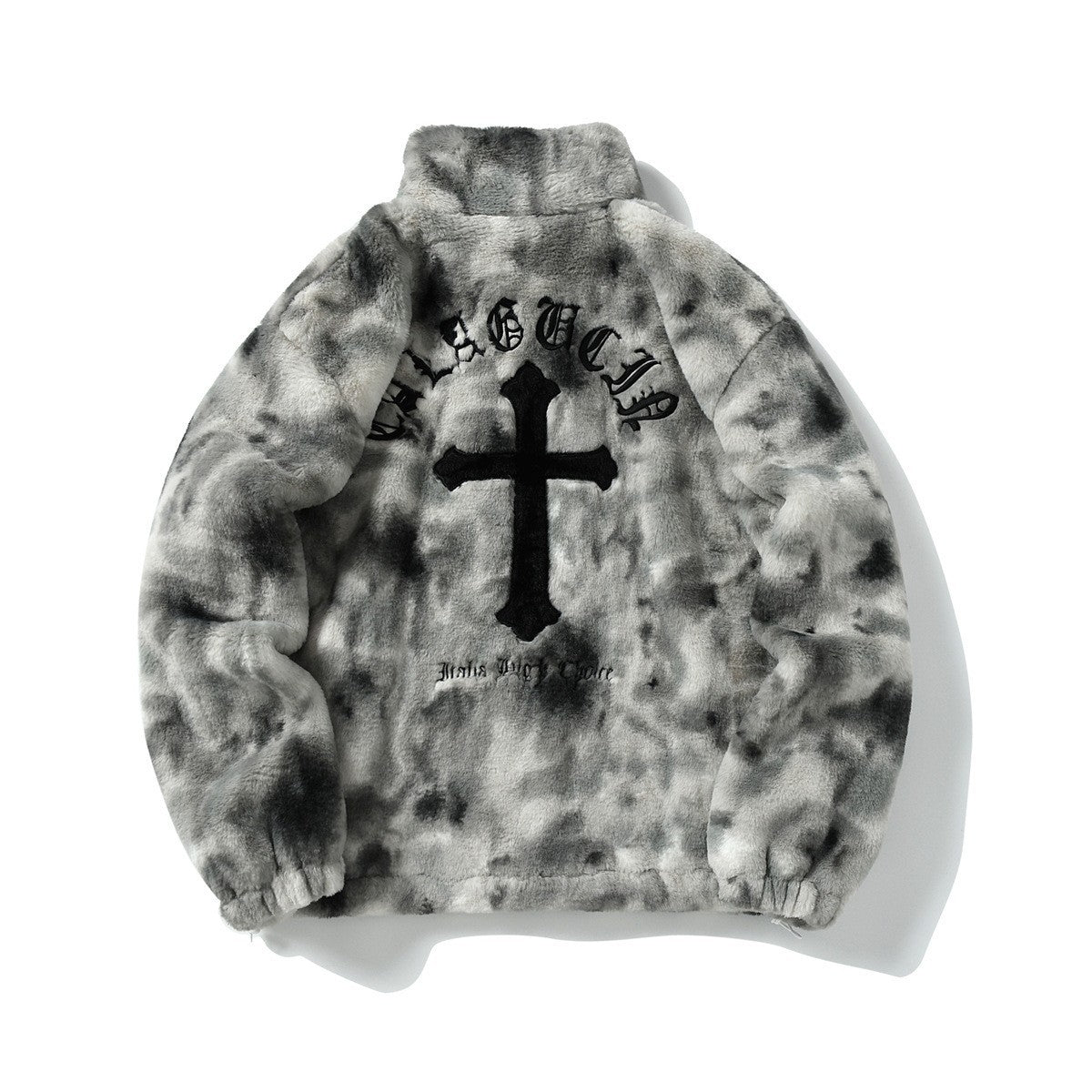 Heavy-Duty Faux Lambswool Tie-Dye Urban Jacket