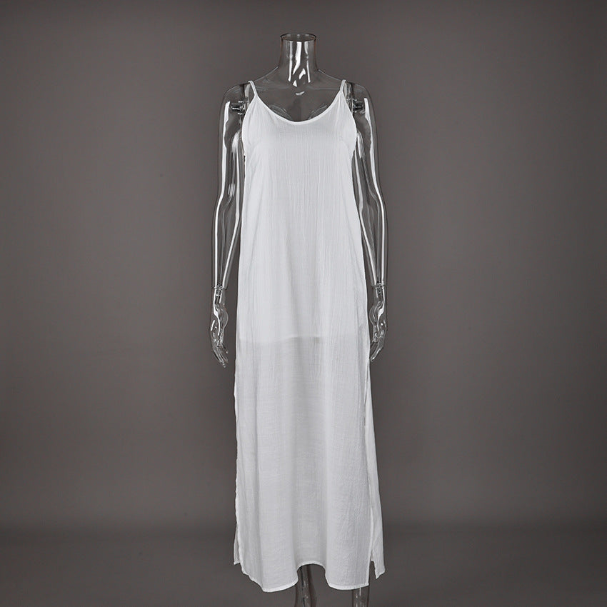 Suspender nightgown, long skirt, one-piece pajamas, comfortable and loose, can be worn outside women's loungewear - Seldom Seen Styles