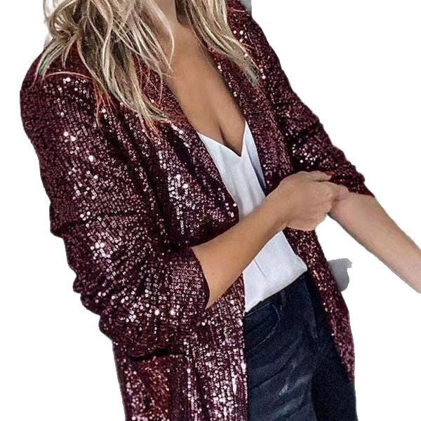 Women's Beautiful Sequined Long-sleeved Elegant Small Suits - Seldom Seen Styles