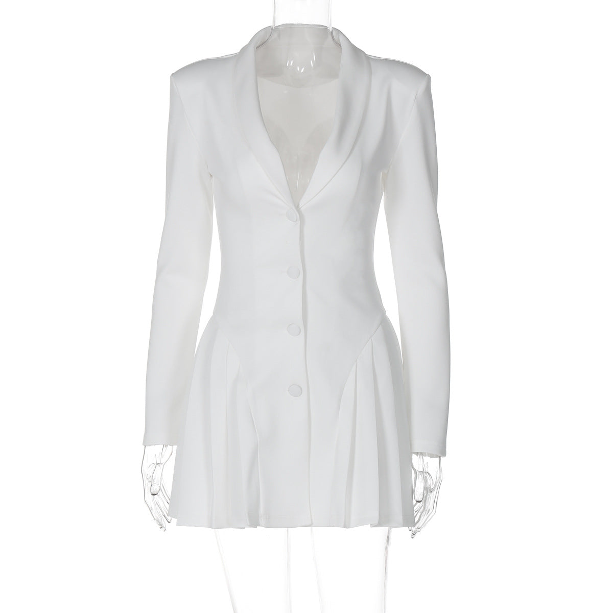 New solid color sexy dark V suit neck cardigan royal sister style short ruffle edge dress women - Seldom Seen Styles