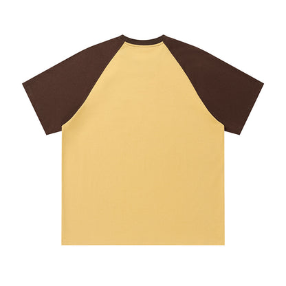 Fluffy Walk Raglan T-Shirt Short Sleeve Contrast Sleeve Casual Summer Cute Streetwear Tee | Fluffy Walk Raglan
