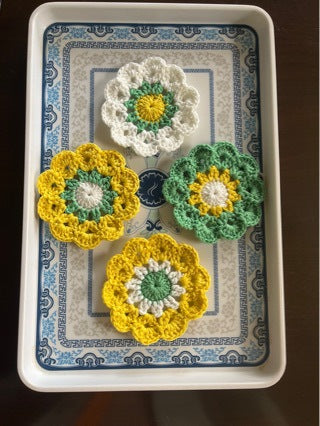 Handmade Crochet Flower Coaster Wool Woven Heat Resistant Tea Mat Nordic Boho Home Decor Gift