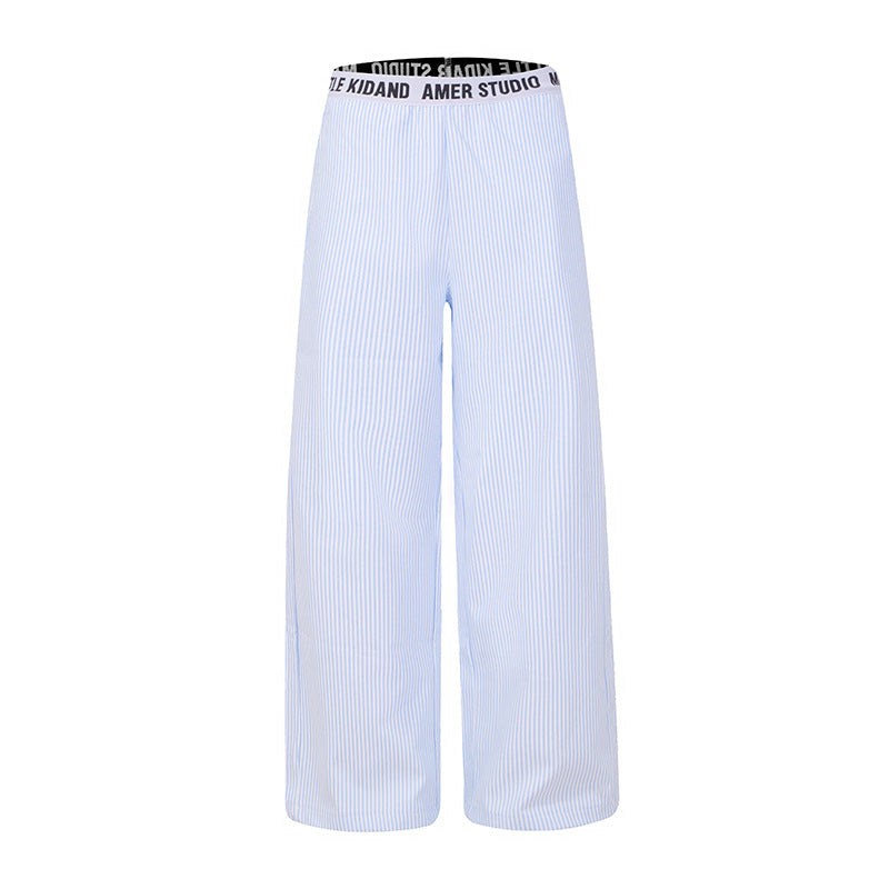 DARKAGE Plaid Wide-Leg Pants with Lettering Waistband