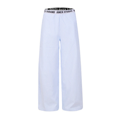 DARKAGE Plaid Wide-Leg Pants with Lettering Waistband
