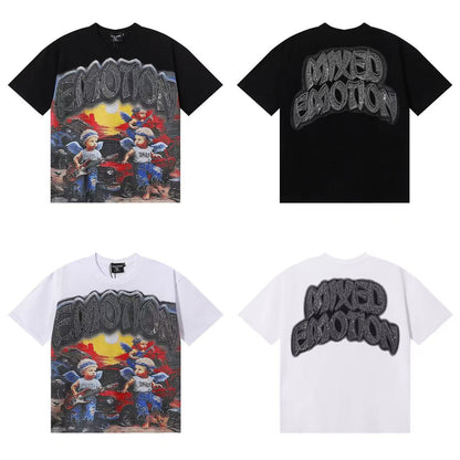 MIXED EMOTIONS Diamond Angel Jetski Rhinestone Tee