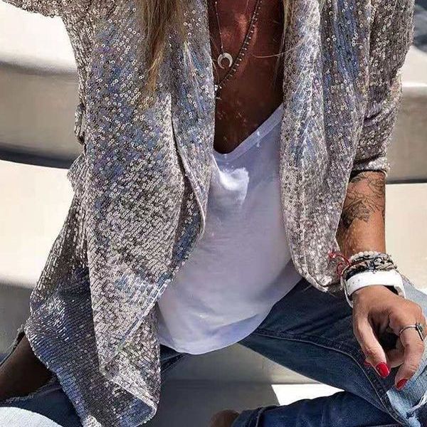 Women's Beautiful Sequined Long-sleeved Elegant Small Suits - Seldom Seen Styles