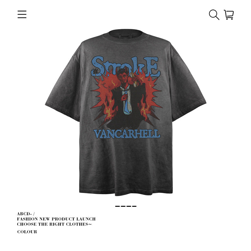 VANCARHELL 16-Grid Cartoon Avatars Graphic Tee
