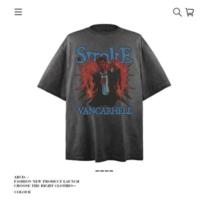 VANCARHELL 16-Grid Cartoon Avatars Graphic Tee