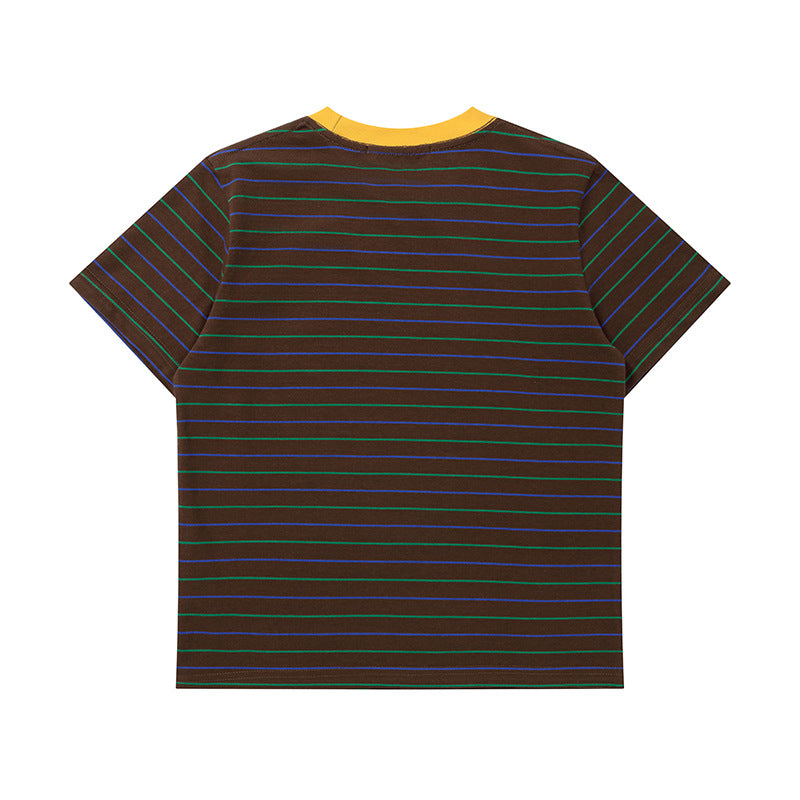 Peace Bunny Stripe Ringer T-Shirt Short Sleeve Crew Neck Casual Summer Cute Streetwear Tee | Peace Bunny Ringer