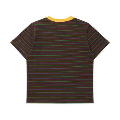 Peace Bunny Stripe Ringer T-Shirt Short Sleeve Crew Neck Casual Summer Cute Streetwear Tee | Peace Bunny Ringer