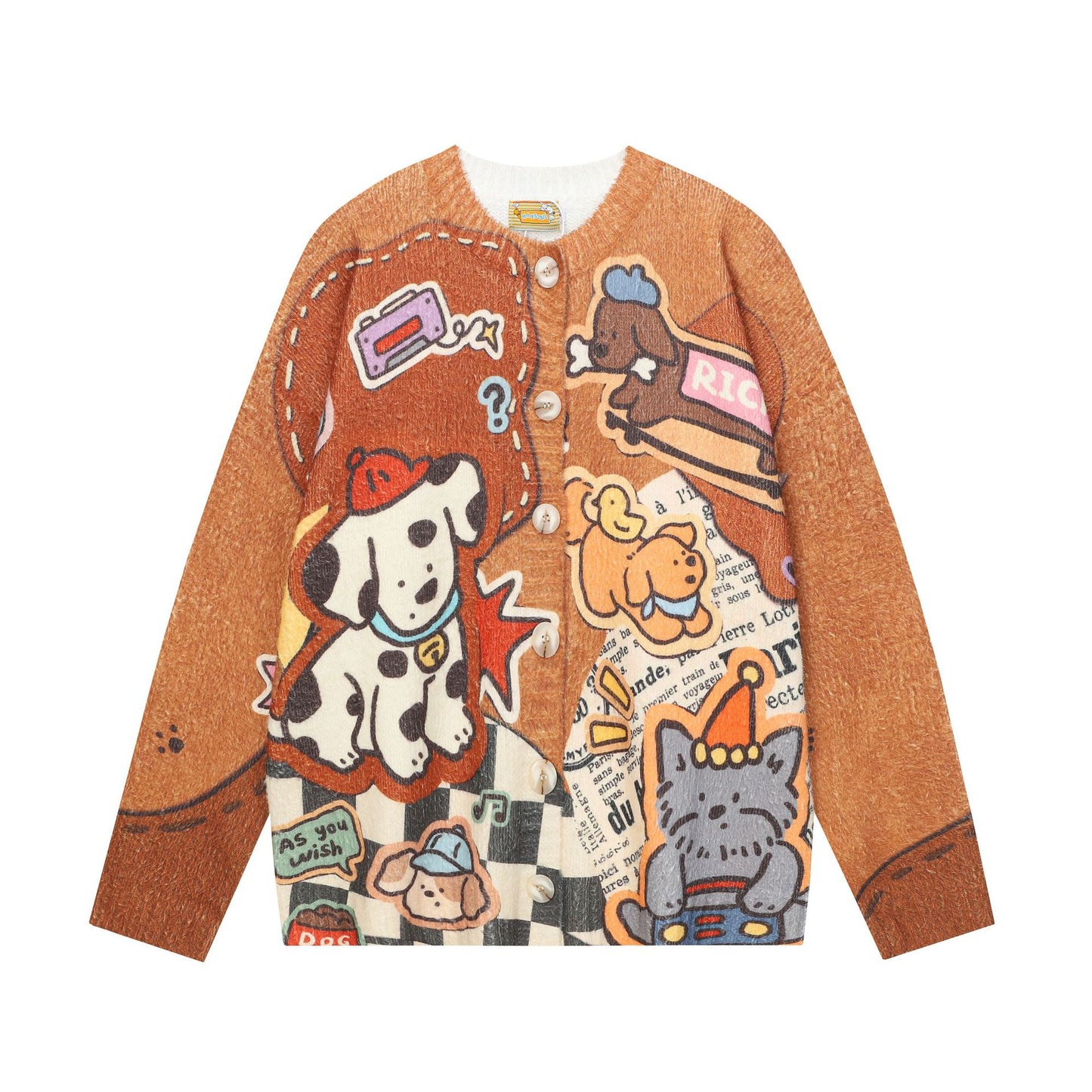 Full-Print Cartoon Cardigan Sweater Unisex Loose Fit Cute Kawaii Knit Open-Front Autumn Casual Couple Sweater | Toon Cardi