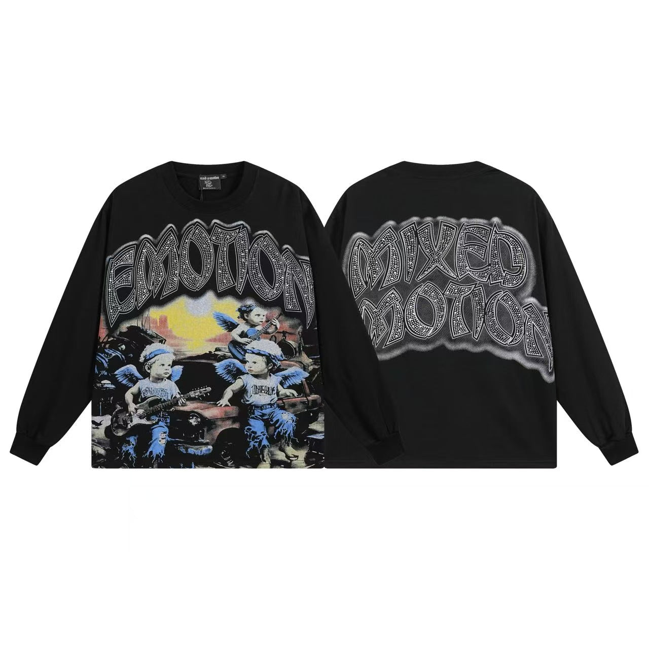 MIXED EMOTIONS Punk Angel Car Crewneck Sweatshirt