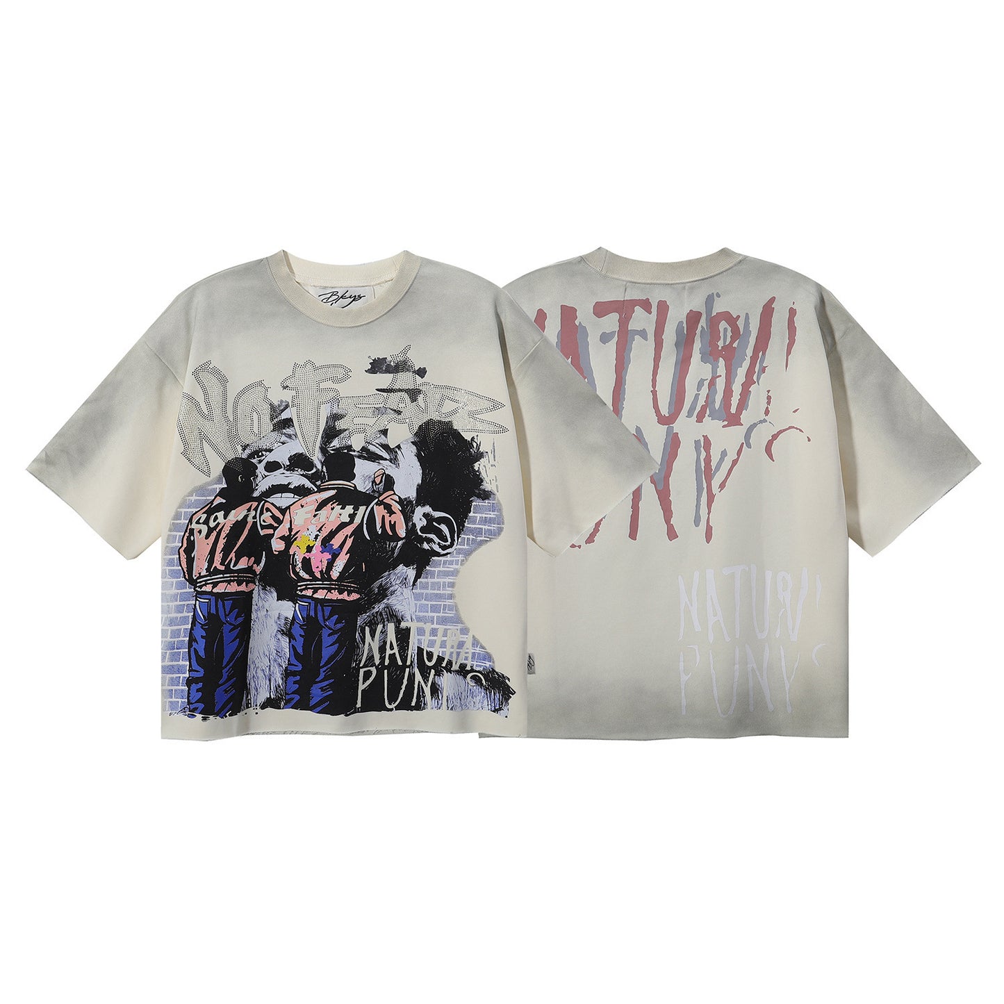 DARKAGE Skull Biker Lightning Vintage Washed Heavyweight Tee