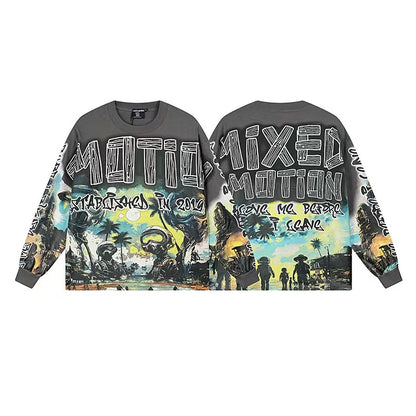 MIXED EMOTIONS Punk Angel Car Crewneck Sweatshirt