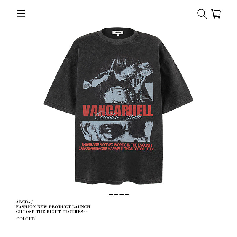 VANCARHELL Infomania Cat Hidden Stroke Black Wash T-shirt