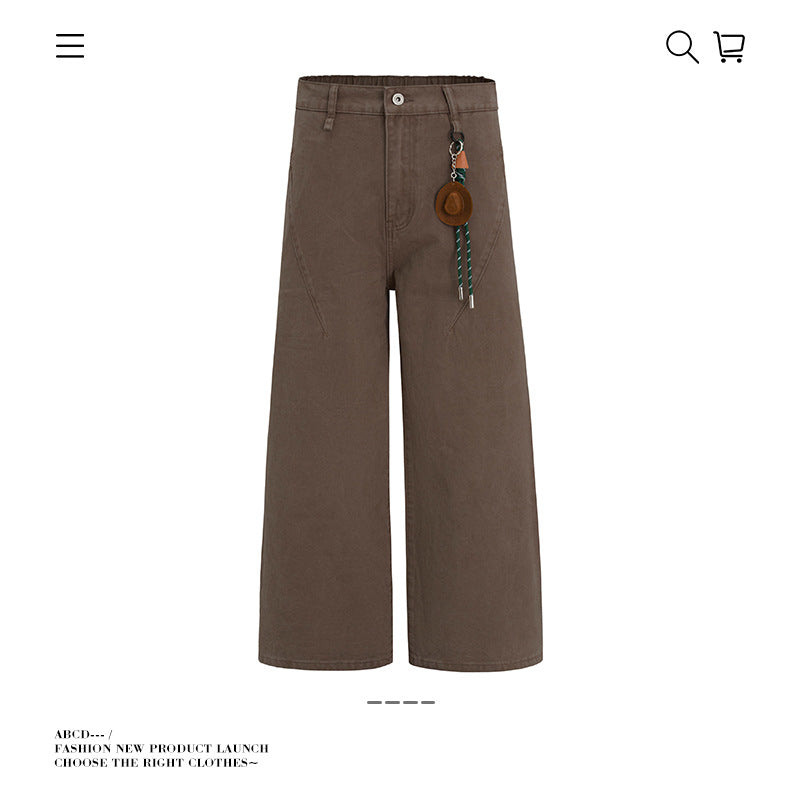 Seakoff Vintage Mud-Washed Trousers with Cowboy Hat Keychain
